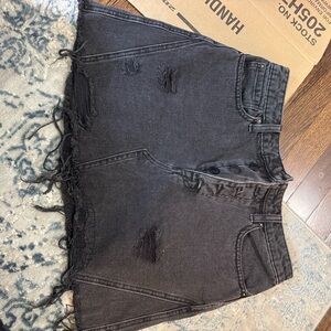 We The Free Black Jean Skirt Distressed Cut-Off Style